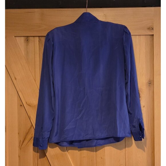 Vintage Anne Klein New Aspects Suze 6  Purple Silky Secretary Blouse High Neck - Picture 2 of 16